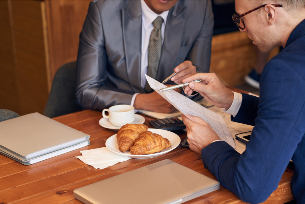 Business discussion at a table