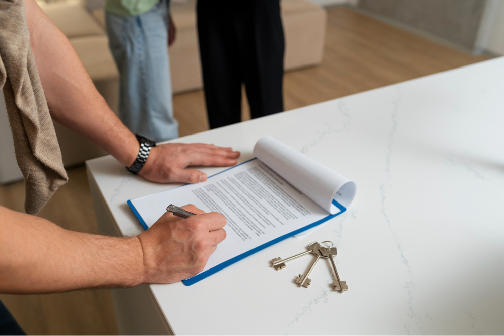 Signing a rental agreement